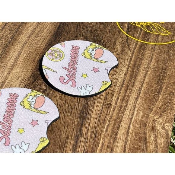 Sailor Moon Light Pink Car Coasters 2 Pack - Picture 6 of 10